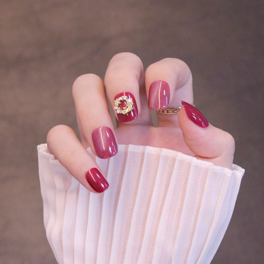 Uñas Postizas con Diseño Ojo de Gato Rojo Rosa - Acabado Profesional - Image 5