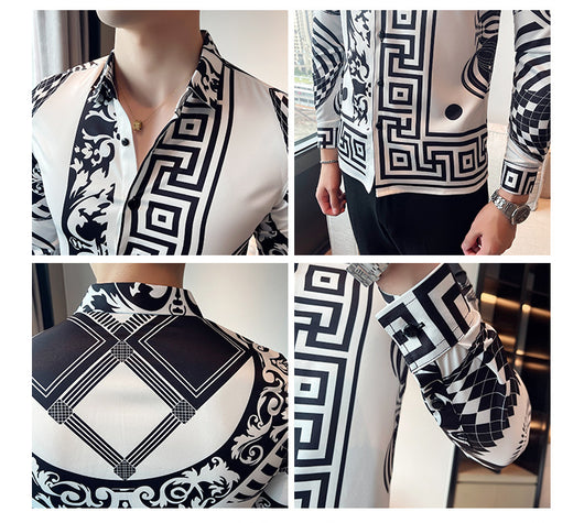 Camisa Manga Larga Estampada Slim Fit para Hombre - Image 22