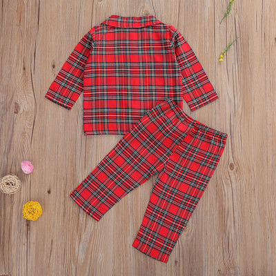 Traje Infantil Estilo Occidental a Cuadros Rojo - Image 13