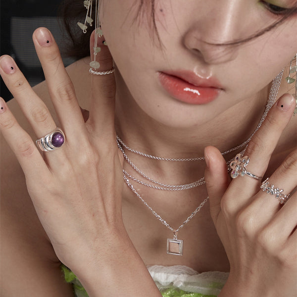 Anillo de Amatista Natural Elegante para Mujer