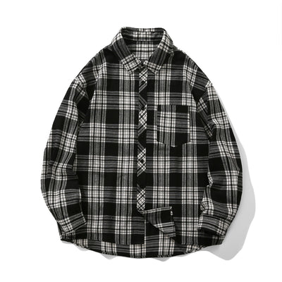 Camisa Casual Retro Cuadros para Hombre - Corte Holgado Primavera Otoño - Image 5