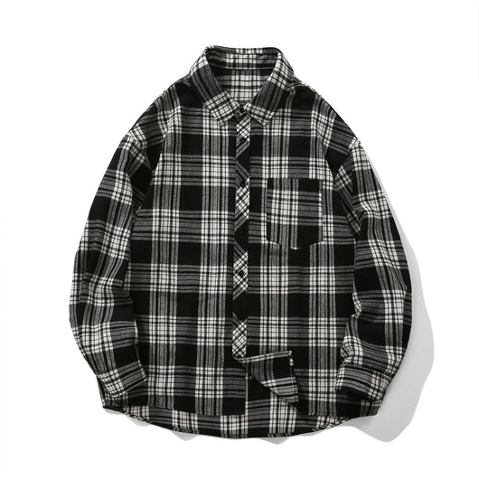 Camisa Casual Retro Cuadros para Hombre - Corte Holgado Primavera Otoño - Image 5