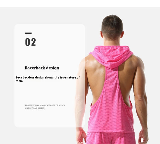 Chaleco Deportivo Mesh Capucha Hombre - Diseño Sólido - Image 10