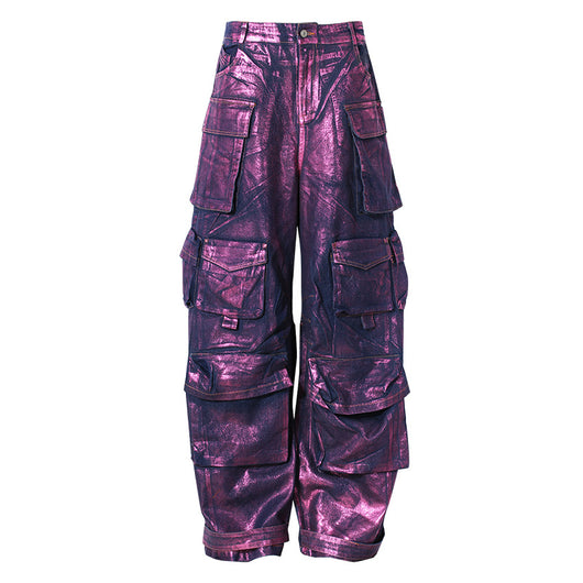 Jeans Casuales Morados con Efecto Bronceado para Mujer