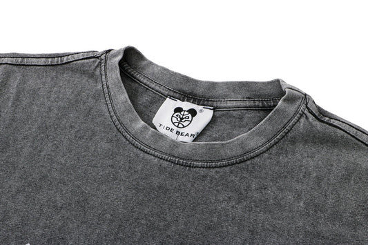 Playera Hip Hop Costa Oeste Efecto Vintage Lavado Oscuro Manga Corta para Hombre - Image 2