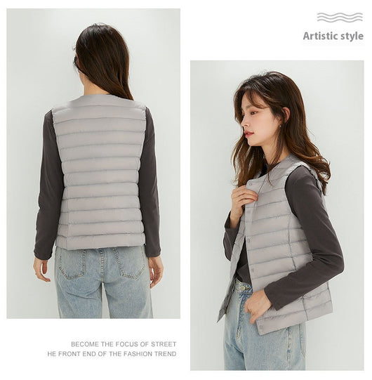 Chaleco Acolchado Ligero para Mujer - Cuello Redondo Cálido y Versátil - Image 21