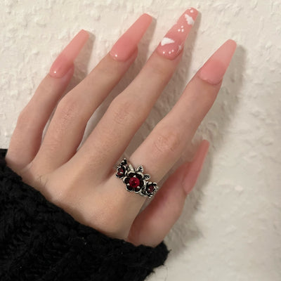 Anillo Retro de Zirconia Roja para Mujer