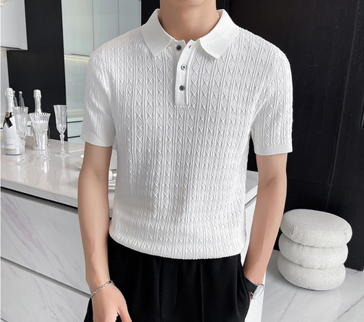 Camiseta Ejecutiva Jacquard de Manga Corta para Hombre - Image 13