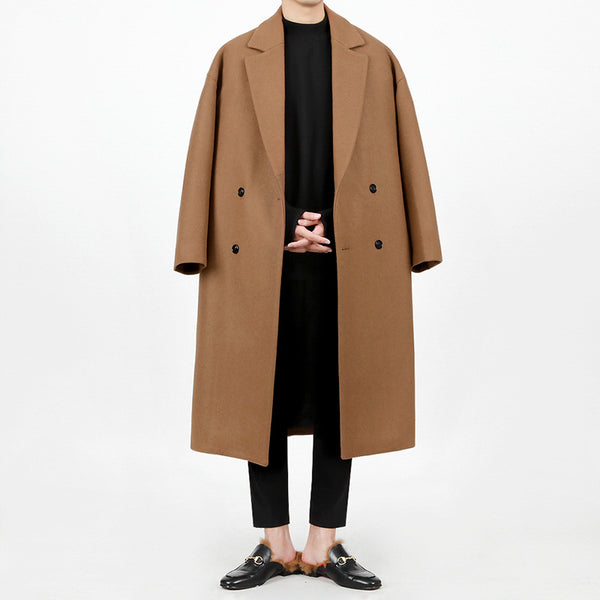 Abrigo Trench Coat de Lana Suelta y Cálida para Hombre - Estilo Moderno