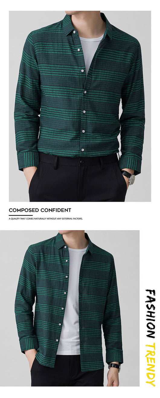 Camisa Lino Rayas Manga Larga Casual Ejecutiva para Hombre - Image 8