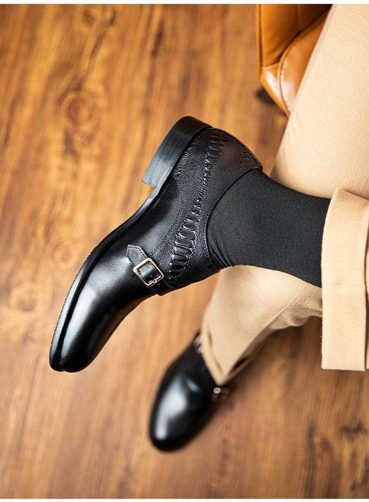 Zapatos de Cuero Ejecutivo Retro con Doble Hebilla - Estilo Clásico para Hombre - Image 16