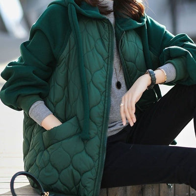 Abrigo Acolchado con Capucha - Chaqueta de Algodón Gruesa y Suelta para Mujer - Image 23