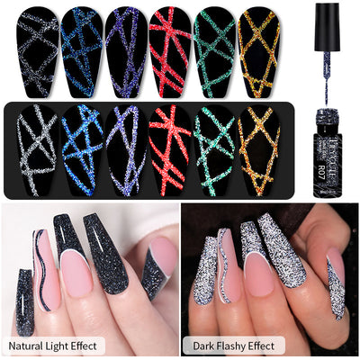 Gel de Uñas Efecto Espejo Brillante con Lentejuelas Reflectantes - Image 4