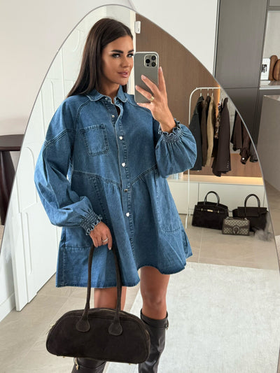 Vestido Camisero Denim Manga Larga - Image 15