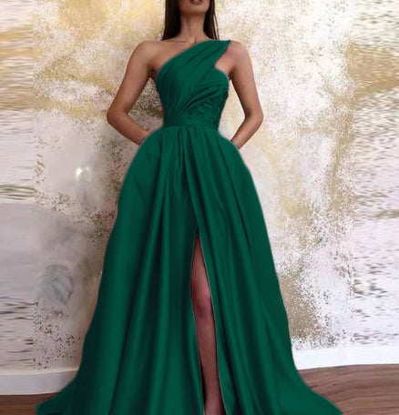 Vestido Largo Elegante con Hombro Descubierto y Abertura Lateral - Image 6