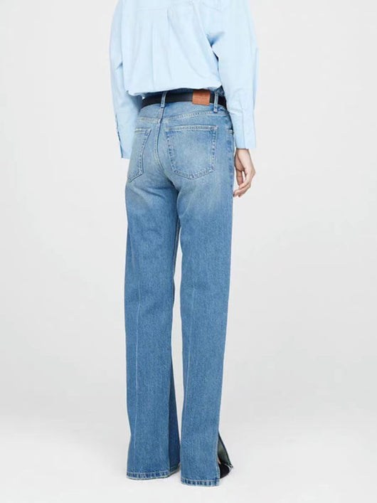 Jeans Rectos Azul Nórdico Cintura Media con Cierre de Botones para Mujer - Image 11