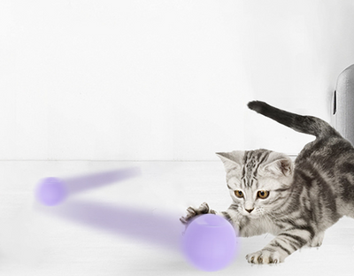 Orange smart bouncing rolling silicone ball toy for cats, shown with its white packaging box and a white USB charging cable. - Image 9