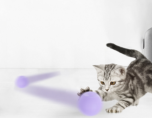 Orange smart bouncing rolling silicone ball toy for cats, shown with its white packaging box and a white USB charging cable. - Image 9