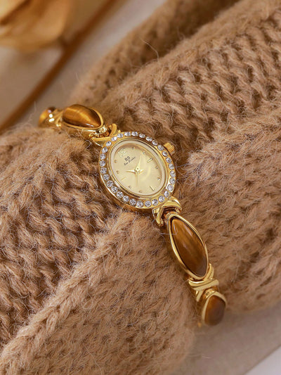 Reloj de Cadena Ojo de Tigre Natural - Diseño Vintage Clásico - Image 10