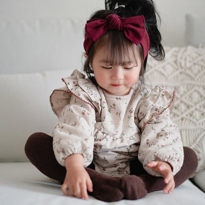 Enterizo Infantil de Manga Larga con Cuello de Muñeca Floral