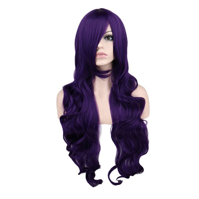 Peluca Cosplay Sirena Anime Rojo Oscuro Cabello Largo Ondulado - Image 4