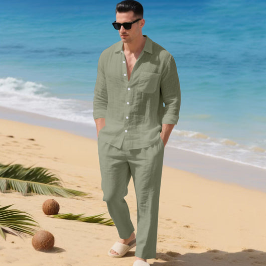 Conjunto de Camisa Suelta y Pantalón de Manga Larga para Playa - Image 16