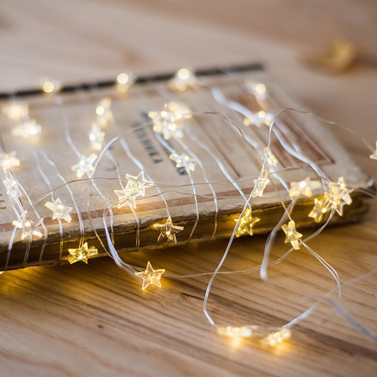 Cadena de Luces LED Estrella de Cinco Puntas con Alambre de Cobre