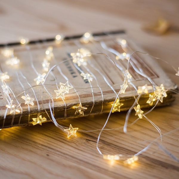 Cadena de Luces LED Estrella de Cinco Puntas con Alambre de Cobre