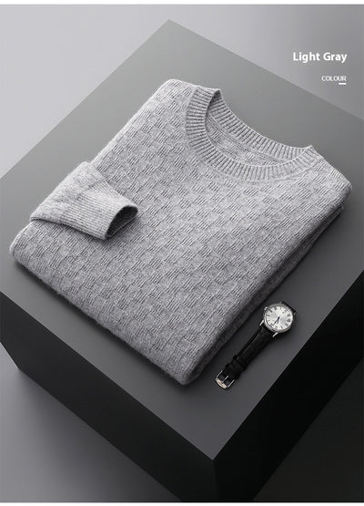Suéter de Cachemira Gruesa para Hombre - Cuello Redondo Elegante para Otoño e Invierno - Image 24