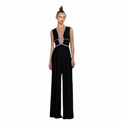 Jumpsuit Sexy Escotado con Ribetes de Cristales - Image 15