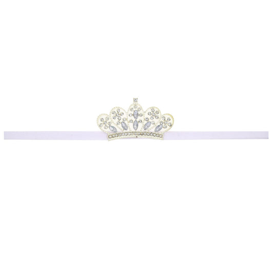 Diadema Elástica Fina con Corona de Cristales para Bebé - Image 4