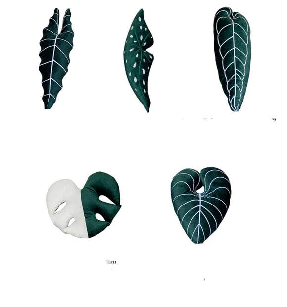 Almohada Lumbar Monstera Blanca - Cojín Decorativo para Sofá y Cama