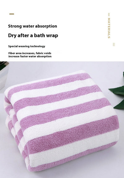 Toalla de Baño Premium Coral Velvet con Rayas Anchas - Edición Mayorista - Image 12