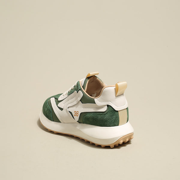 Zapatillas Deportivas Mujer Cuero Forest - Suela Gruesa Primavera Comodidad Total