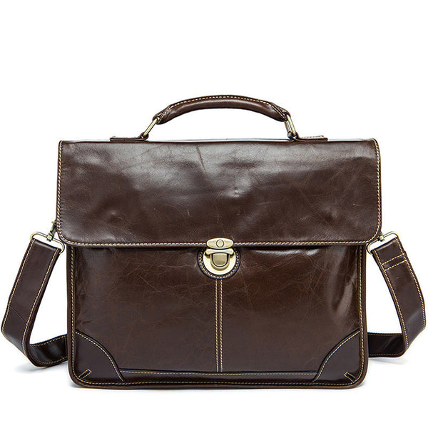 Bolso de Cuero Genuino para Hombre Estilo Retro con Textura Premium