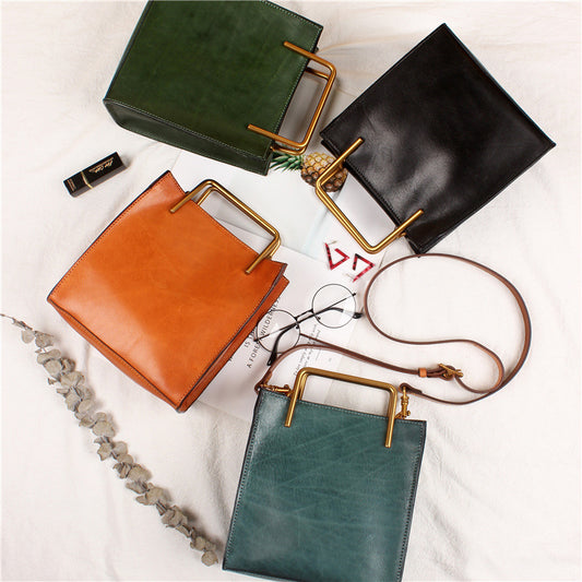 Bolso Bandolera de Cuero Curtido Vegetal Italiano Artesanal Retro