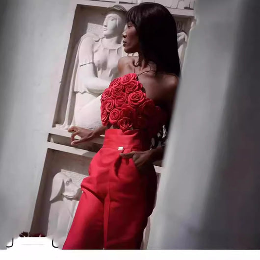Top Halter Tejido con Rosas 3D y Tirantes Ajustables - Image 3