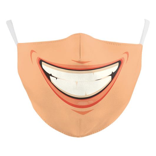 Halloween funny face mask with a digital print of a stitched-up face and yellow teeth, featuring ear hooks. - Image 32
