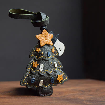 Estuche Artesanal para Llaves de Cuero de Oveja Navideño con Diseño Santa Claus - Image 10