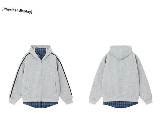 Cardigan Abrigo Cuadrillé con Capucha y Detalles Combinados - Image 19