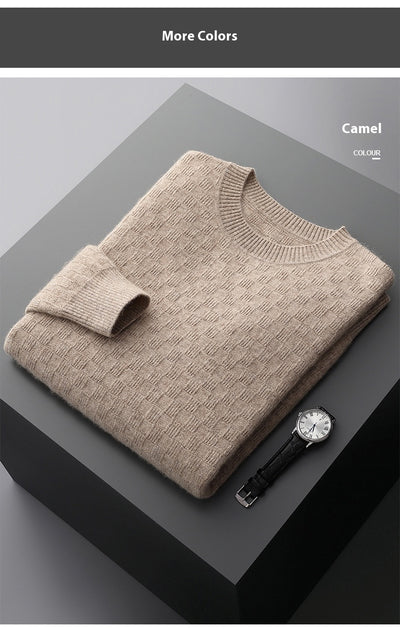 Suéter de Cachemira Gruesa para Hombre - Cuello Redondo Elegante para Otoño e Invierno - Image 26