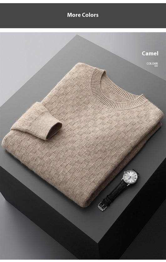 Suéter de Cachemira Gruesa para Hombre - Cuello Redondo Elegante para Otoño e Invierno - Image 26