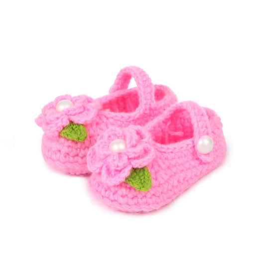 Zapatos Infantiles de Lana Tejida a Mano con Diseño de Moño y Flores - Image 5
