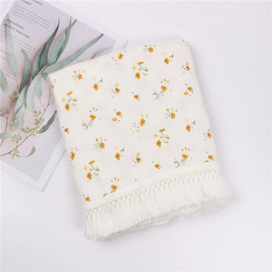 Manta de Algodón Estampada con Flecos para Bebé - Image 25
