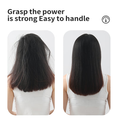 Two white and gold electric hot combs, one larger with a textured panel and one smaller with a digital temperature display. - Image 3