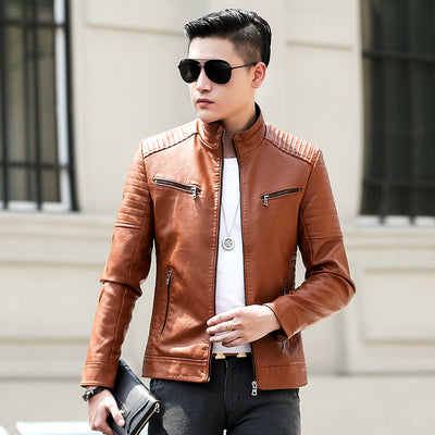 Chaqueta de Cuero para Motociclista Elegante - Primavera y Otoño - Image 2