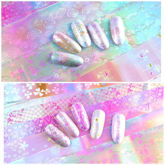 Set de Calcomanías para Uñas Cielo Estrellado - 16 Diseños Románticos con Flores y Estrellas