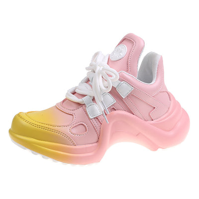 Zapatillas Deportivas con Plataforma Elevadora, Suela Gruesa Transpirable y Diseño Bicolor con Moño - Image 12