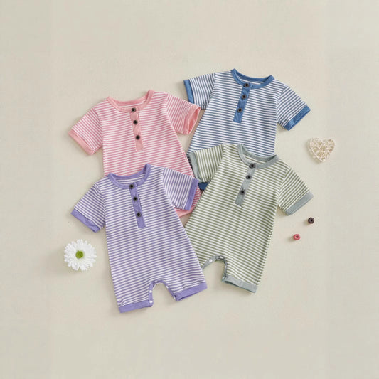 Conjunto de 4 Piezas en Algodón Puro con Rayas - Estilo Casual