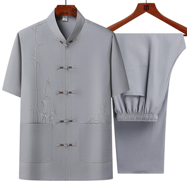 Traje Tang Chino Tradicional de Manga Corta para Hombre